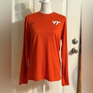 Nike VT Virginia Tech Hookies Long Sleeve Tee size Medium Dri-Fit